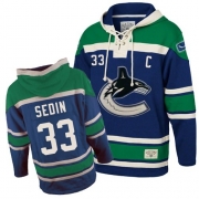 Henrik Sedin Vancouver Canucks Old Time Hockey Men's Authentic Sawyer Hooded Sweatshirt Jersey - Blue