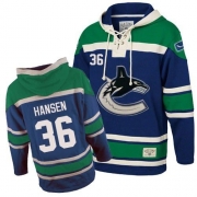Jannik Hansen Vancouver Canucks Old Time Hockey Men's Authentic Sawyer Hooded Sweatshirt Jersey - Blue