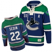 Daniel Sedin Vancouver Canucks Old Time Hockey Men's Premier Sawyer Hooded Sweatshirt Jersey - Blue