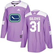 Arturs Silovs Vancouver Canucks Adidas Youth Authentic Fights Cancer Practice Jersey - Purple