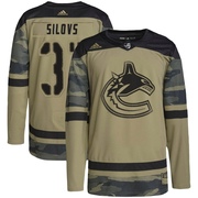 Arturs Silovs Vancouver Canucks Adidas Youth Authentic Military Appreciation Practice Jersey - Camo