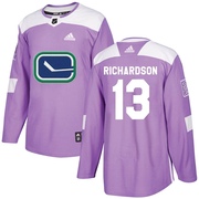 Brad Richardson Vancouver Canucks Adidas Youth Authentic Fights Cancer Practice Jersey - Purple