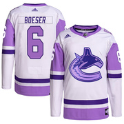 Brock Boeser Vancouver Canucks Adidas Men's Authentic Hockey Fights Cancer Primegreen Jersey - White/Purple