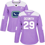 Casey DeSmith Vancouver Canucks Adidas Women's Authentic Fights Cancer Practice Jersey - Purple
