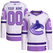 Custom Vancouver Canucks Adidas Youth Authentic Custom Hockey Fights Cancer Primegreen Jersey - White/Purple