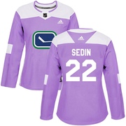 Daniel Sedin Vancouver Canucks Adidas Women's Authentic Fights Cancer Practice Jersey - Purple