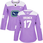 Filip Hronek Vancouver Canucks Adidas Women's Authentic Fights Cancer Practice Jersey - Purple