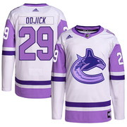 Gino Odjick Vancouver Canucks Adidas Youth Authentic Hockey Fights Cancer Primegreen Jersey - White/Purple