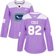 Ian Cole Vancouver Canucks Adidas Women's Authentic Fights Cancer Practice Jersey - Purple
