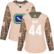 Jett Woo Vancouver Canucks Adidas Women's Authentic Veterans Day Practice Jersey - Camo
