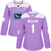 Kirk Mclean Vancouver Canucks Adidas Women's Authentic Fights Cancer Practice Jersey - Purple