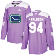 Linus Karlsson Vancouver Canucks Adidas Youth Authentic Fights Cancer Practice Jersey - Purple