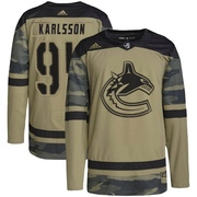 Linus Karlsson Vancouver Canucks Adidas Youth Authentic Military Appreciation Practice Jersey - Camo