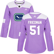 Mark Friedman Vancouver Canucks Adidas Women's Authentic Fights Cancer Practice Jersey - Purple