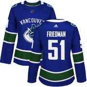 Mark Friedman Vancouver Canucks Adidas Women's Authentic Home Jersey - Blue