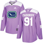 Nikita Zadorov Vancouver Canucks Adidas Youth Authentic Fights Cancer Practice Jersey - Purple