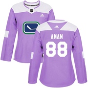 Nils Aman Vancouver Canucks Adidas Women's Authentic Fights Cancer Practice Jersey - Purple