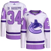 Phillip Di Giuseppe Vancouver Canucks Adidas Youth Authentic Hockey Fights Cancer Primegreen Jersey - White/Purple