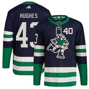 Quinn Hughes Vancouver Canucks Adidas Youth Authentic Reverse Retro 2.0 Jersey - Navy