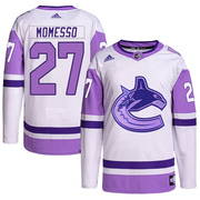 Sergio Momesso Vancouver Canucks Adidas Youth Authentic Hockey Fights Cancer Primegreen Jersey - White/Purple
