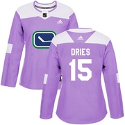 Sheldon Dries Vancouver Canucks Adidas Women's Authentic Fights Cancer Practice Jersey - Purple