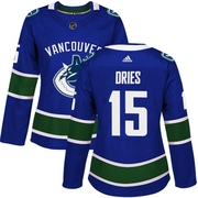 Sheldon Dries Vancouver Canucks Adidas Women's Authentic Home Jersey - Blue
