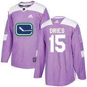 Sheldon Dries Vancouver Canucks Adidas Youth Authentic Fights Cancer Practice Jersey - Purple