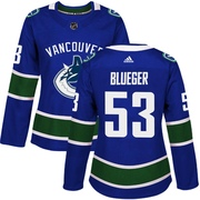 Teddy Blueger Vancouver Canucks Adidas Women's Authentic Home Jersey - Blue