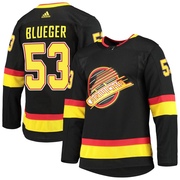 Teddy Blueger Vancouver Canucks Adidas Youth Authentic Black Alternate Primegreen Pro Jersey - Blue