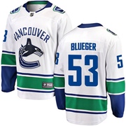 Teddy Blueger Vancouver Canucks Fanatics Branded Youth Breakaway White Away Jersey - Blue