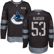 Teddy Blueger Vancouver Canucks Men's Authentic Black 1917-2017 100th Anniversary Jersey - Blue