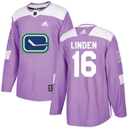 Trevor Linden Vancouver Canucks Adidas Youth Authentic Fights Cancer Practice Jersey - Purple
