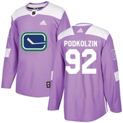 Vasily Podkolzin Vancouver Canucks Adidas Men's Authentic Fights Cancer Practice Jersey - Purple