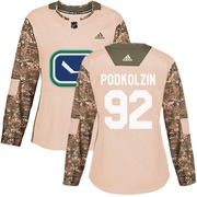 Vasily Podkolzin Vancouver Canucks Adidas Women's Authentic Veterans Day Practice Jersey - Camo